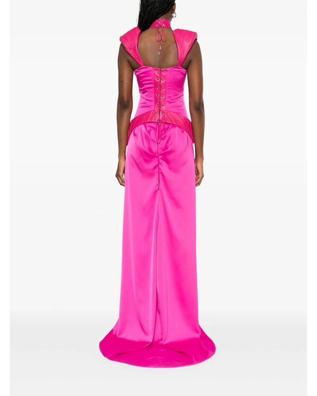 MITILIANE COUTURE Pink Detachable-Panel Maxi Dress