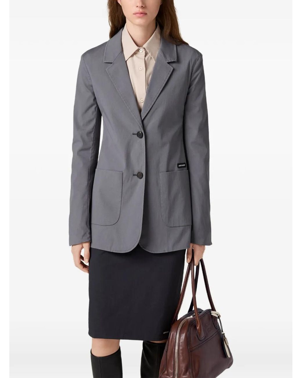 Miu Miu Blue Washed Stretch Poplin Jacket