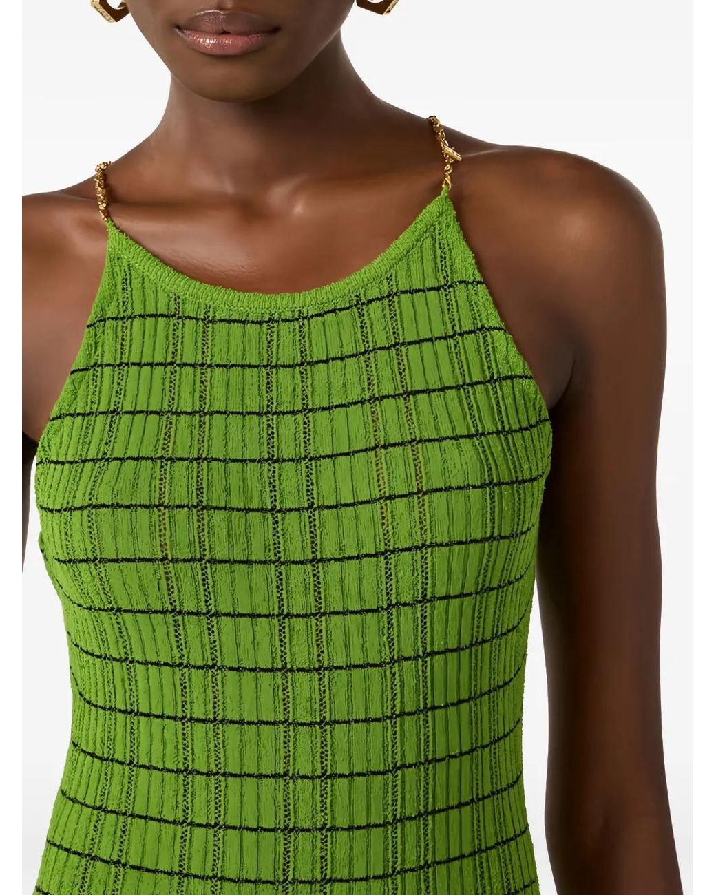 Elisabetta Franchi Green Striped Dress