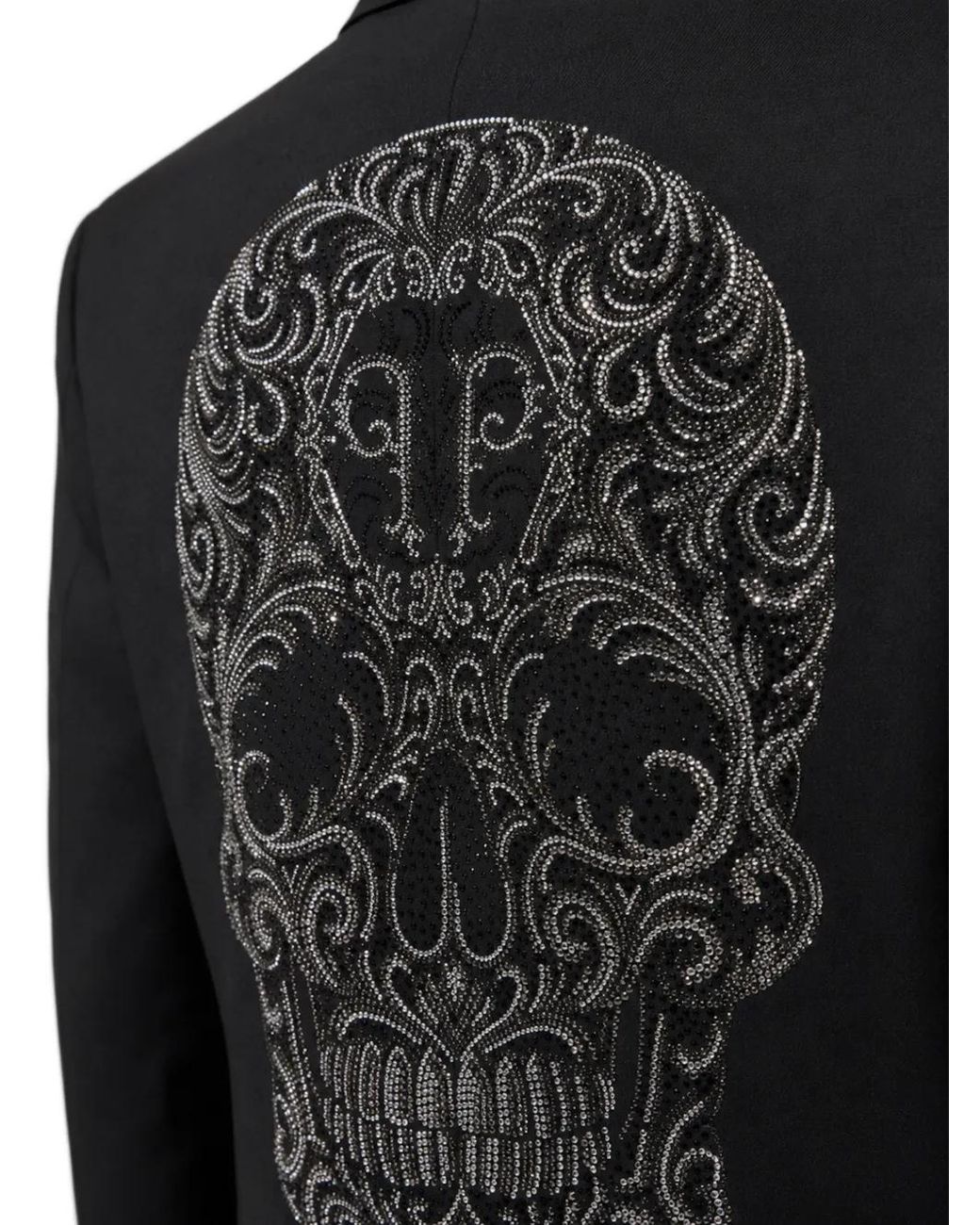 Philipp Plein Black Boyfriend's Fit Blazer Baroque Skull