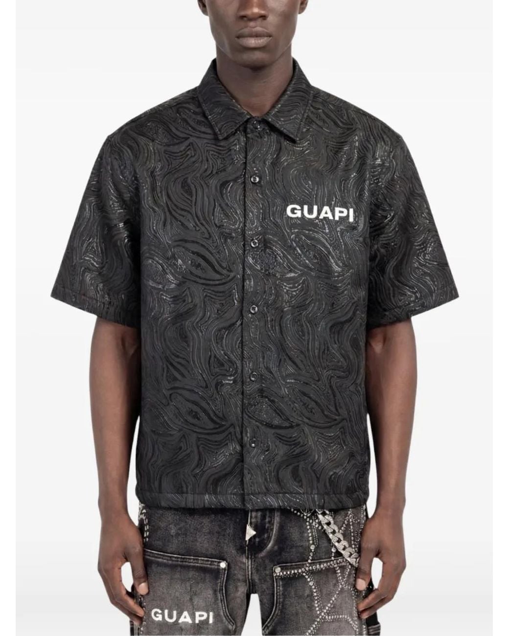 GUAPI Black Chemise À Motif Spirale Embossé for men