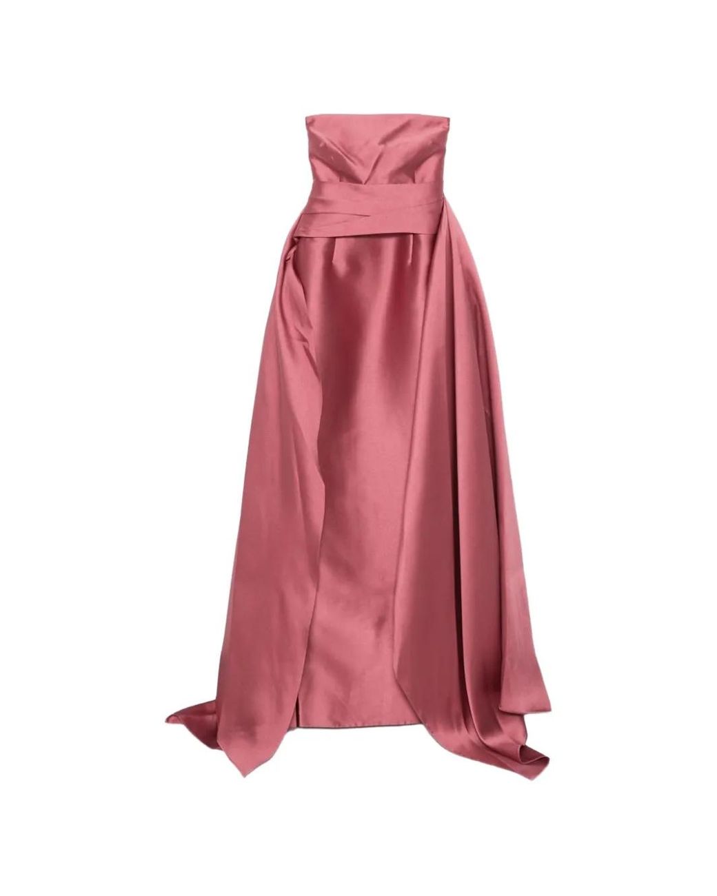 Solace London Pink Elara Strapless Draped-Panel Maxi Dress