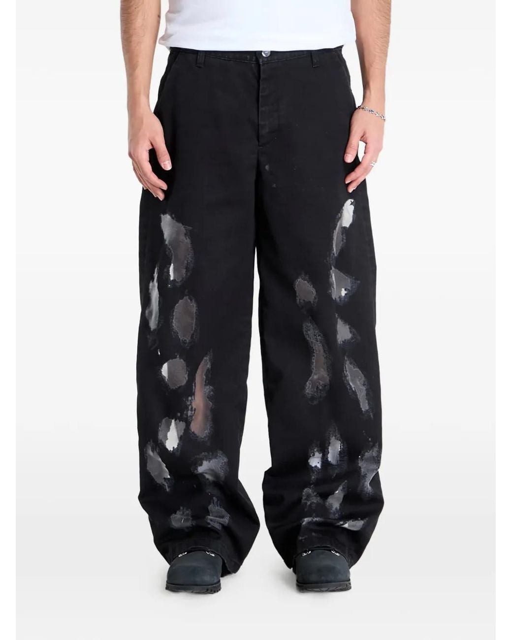 HELIOT EMIL Black Gallop Pattern Trousers for men