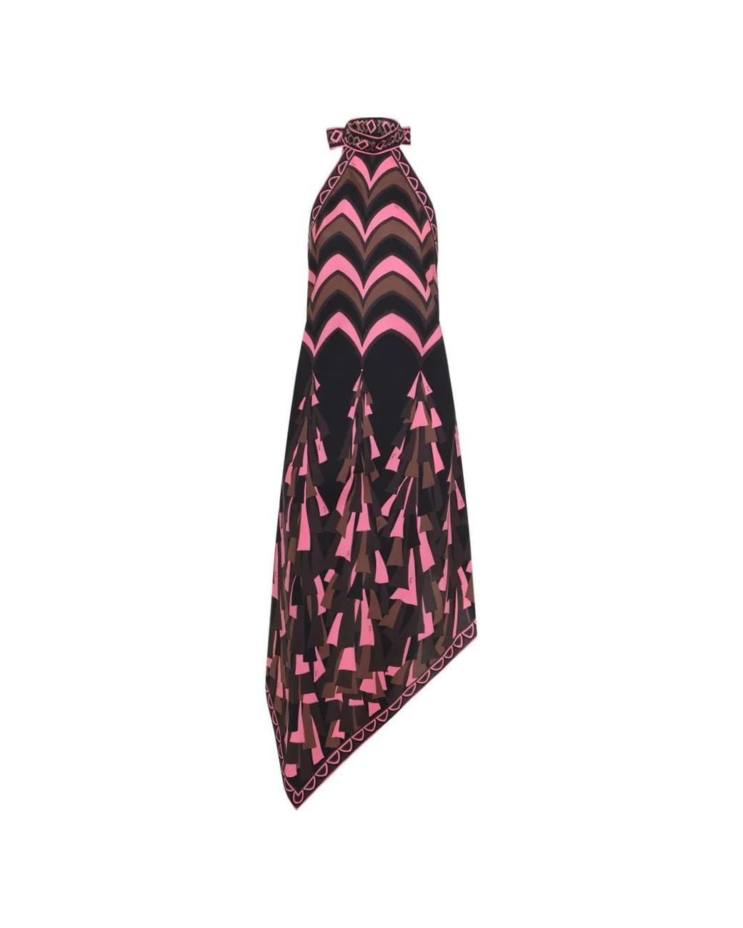 Emilio Pucci Purple Baiadera Print Halterneck Silk Dress