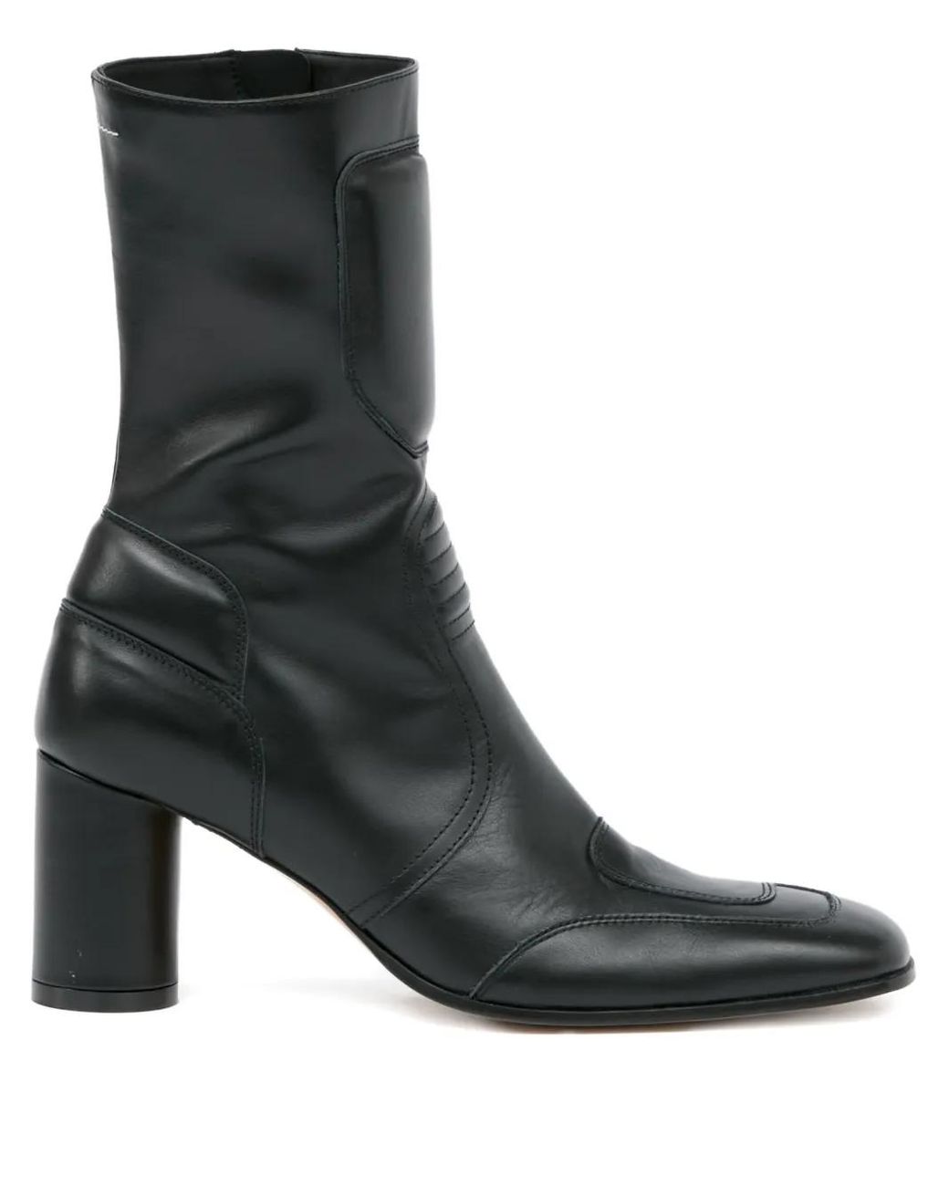 MM6 by Maison Margiela Leather Ankle Boots in Black | Lyst UK