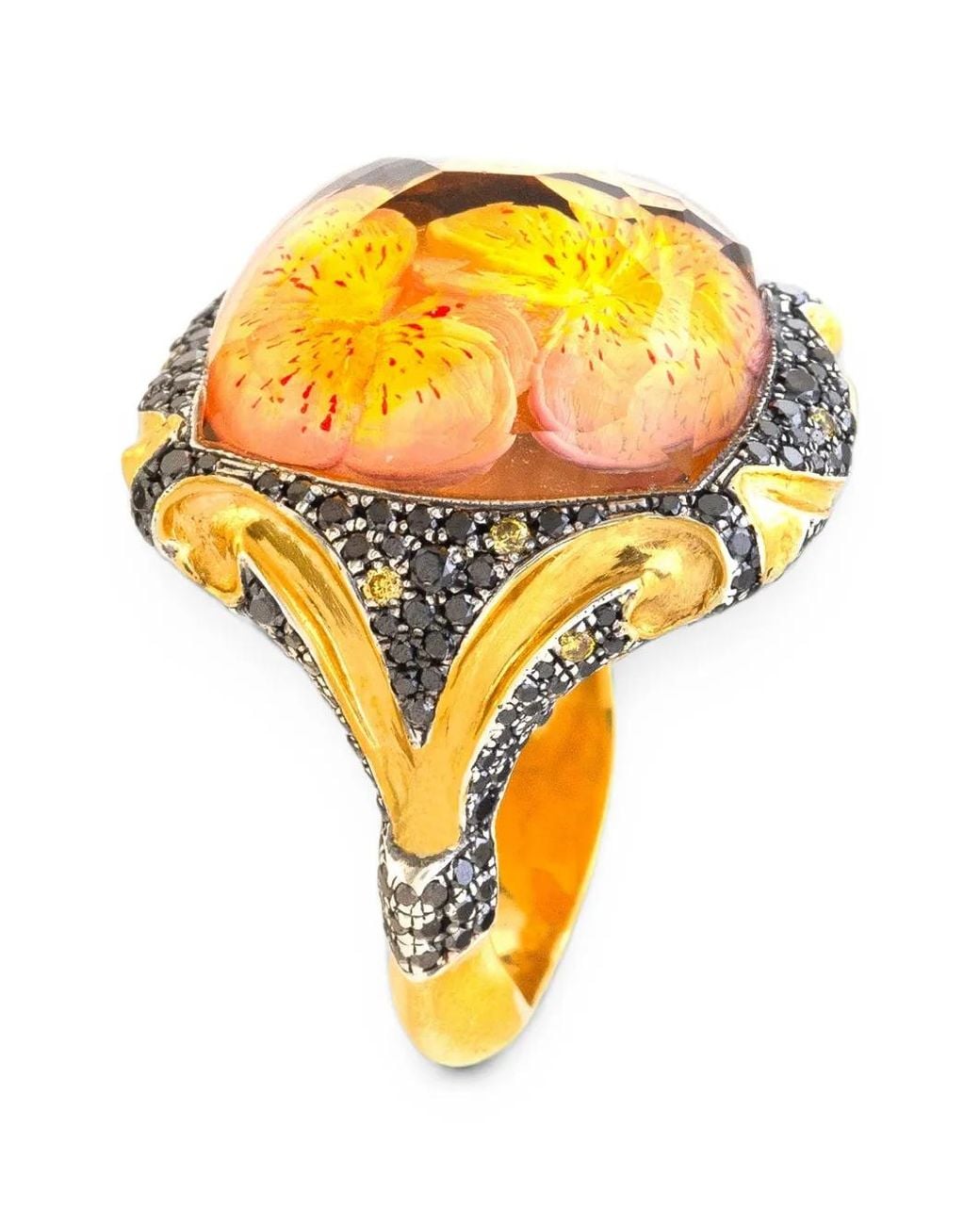 Sevan Bıçakçı Orange And Diamond Flower Ring