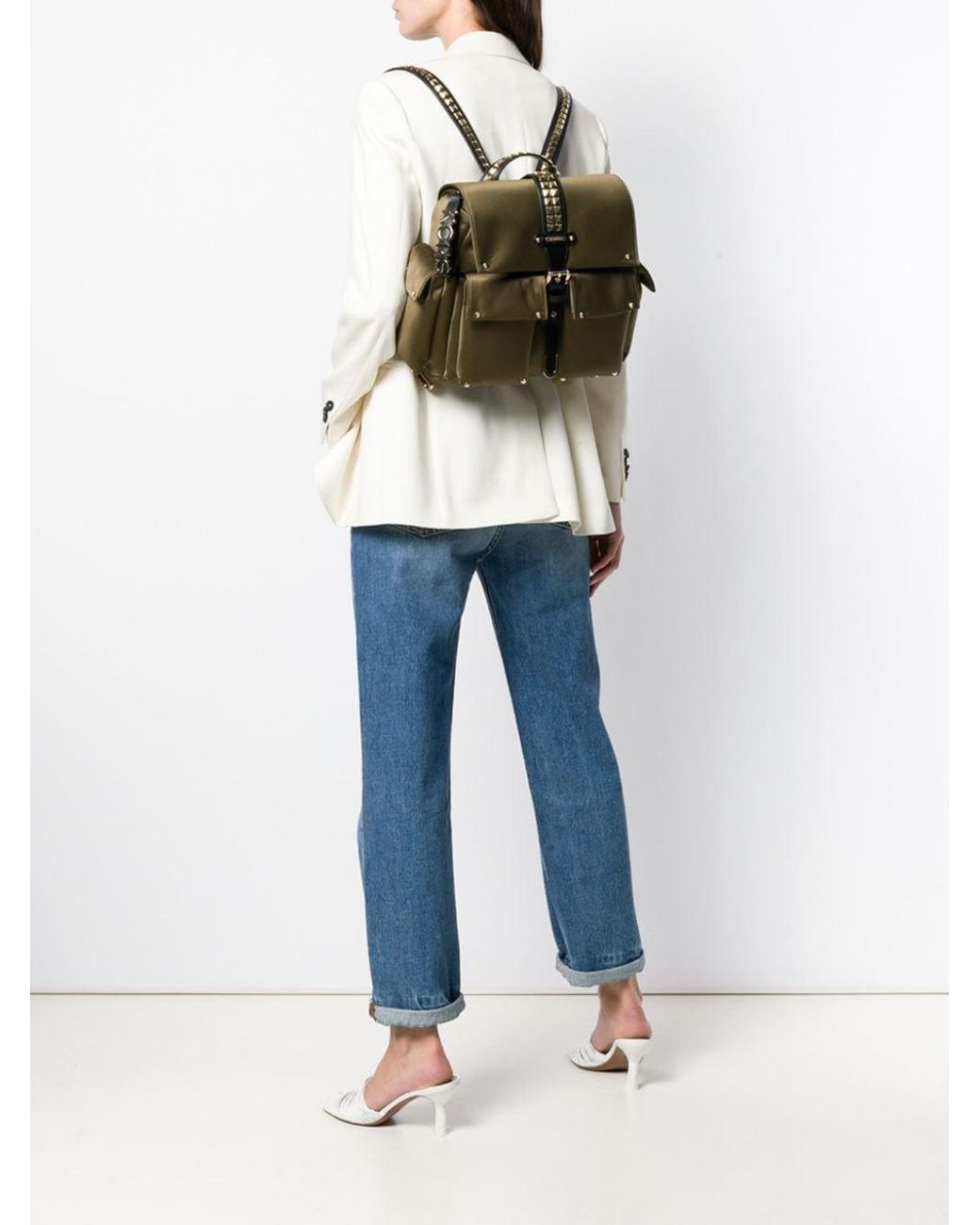MICHAEL Michael Kors Olivia Studded Backpack in Green | Lyst