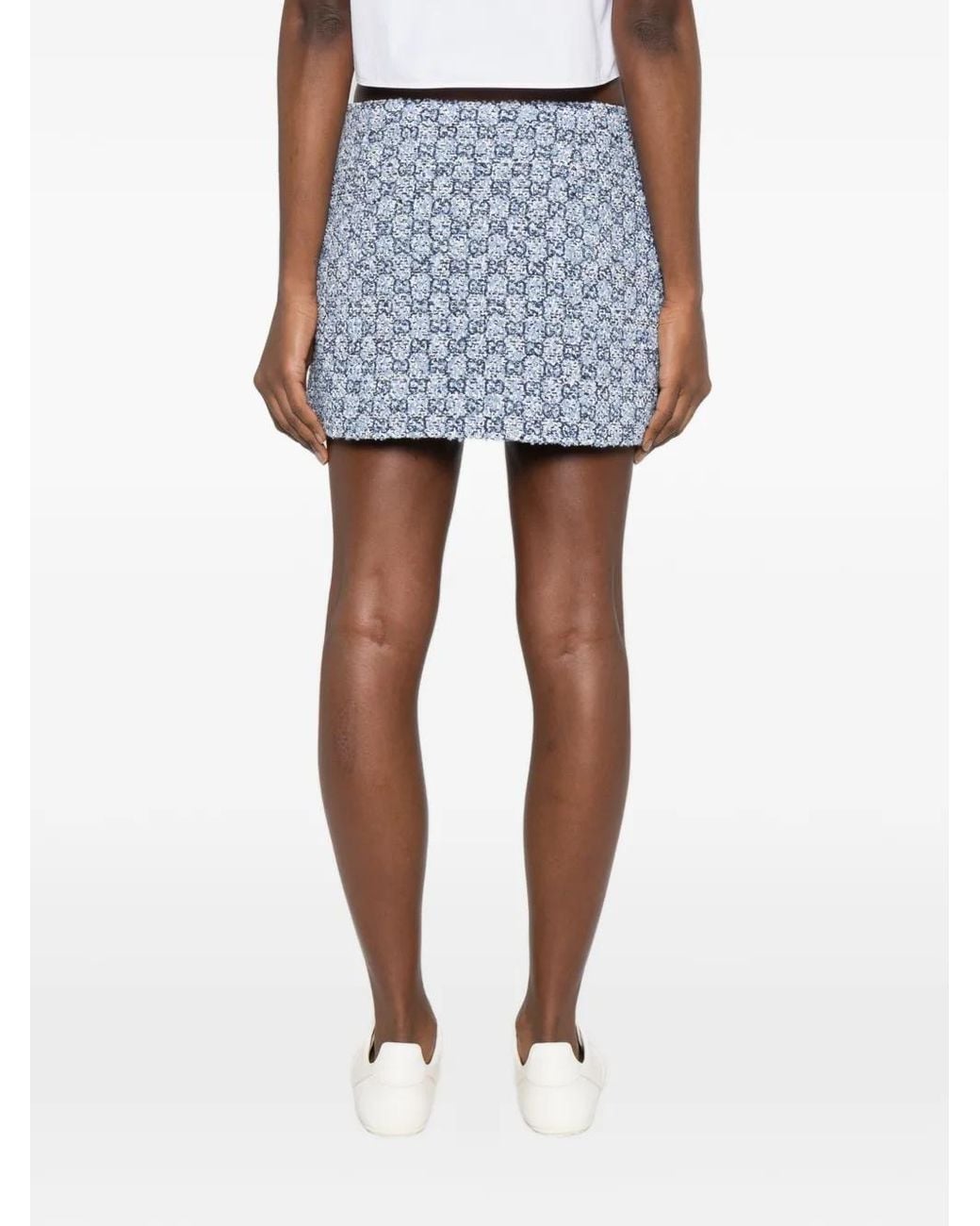 Gucci Blue Button Patterned Mini Skirt