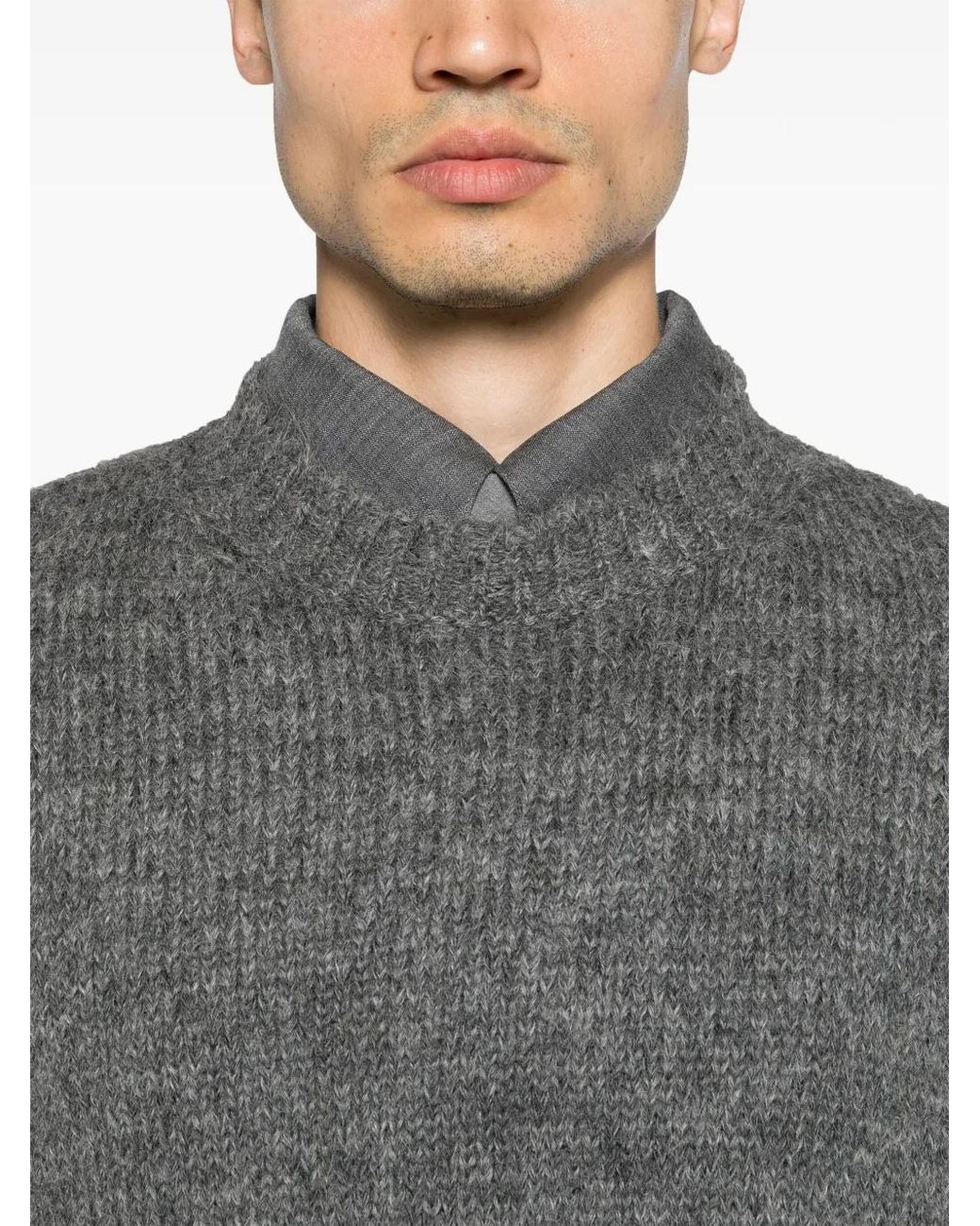 Jil Sander Gray Alpaca Crew Neck Sweater for men