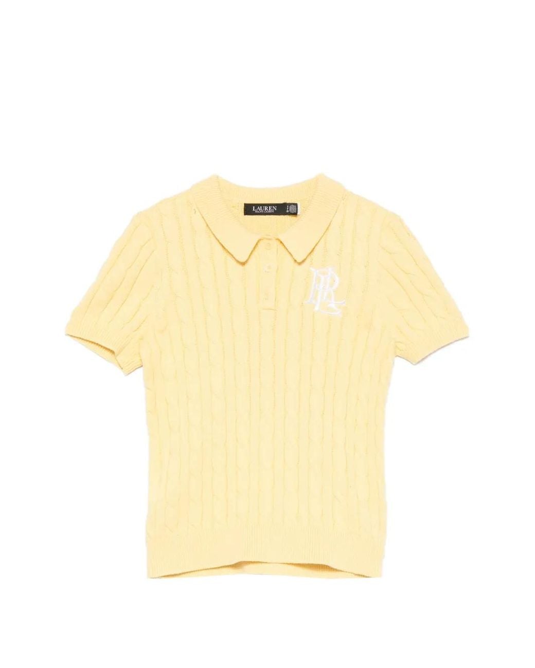 Ralph Lauren Yellow Natrissa Cable-Knit Polo Shirt