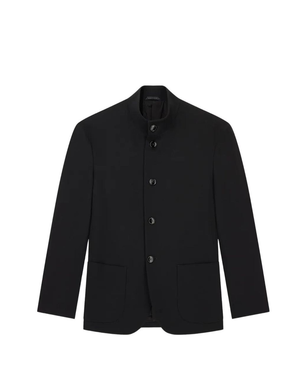 Giorgio Armani Black Mandarin-Collar Virgin Wool Jacket for men