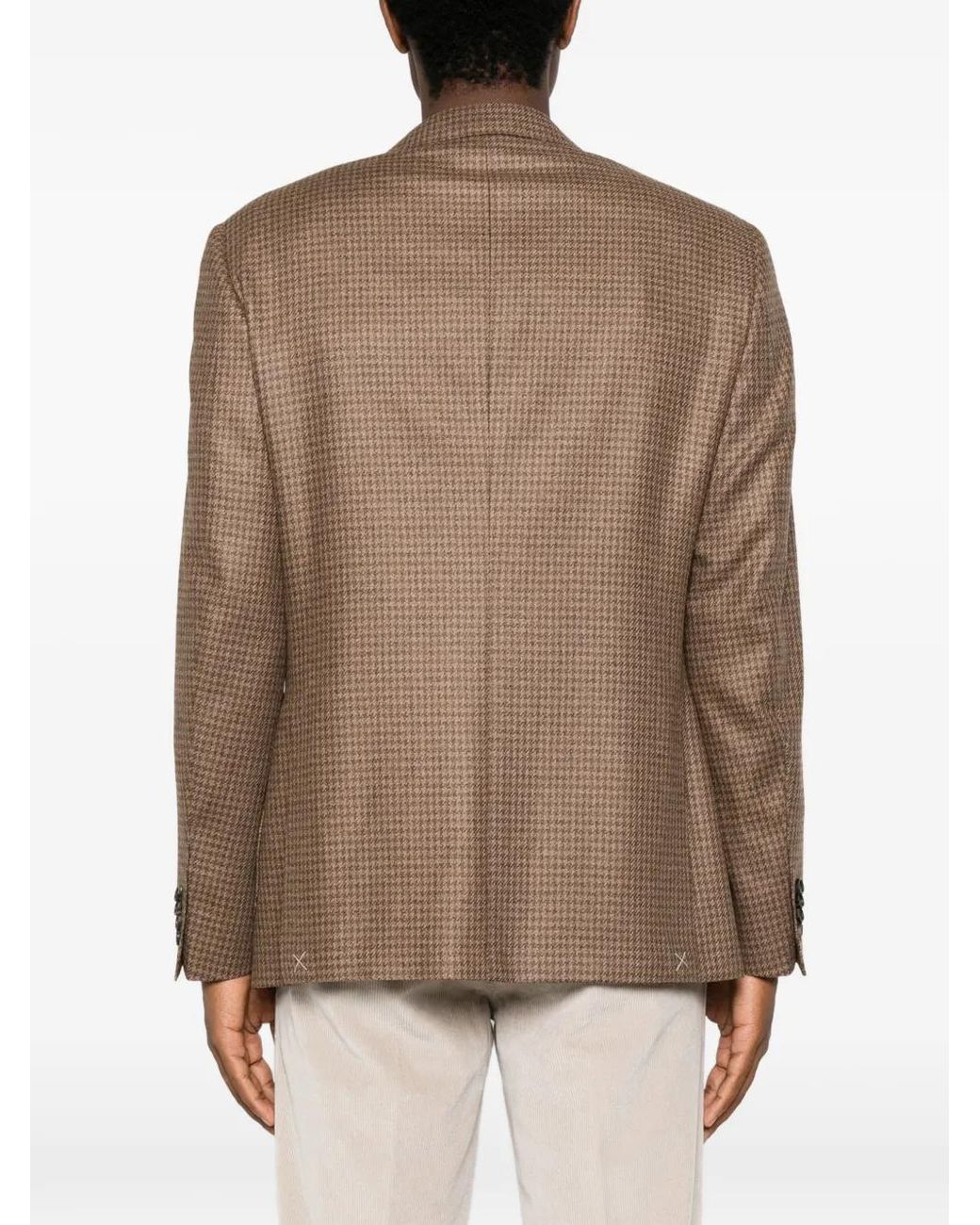 Canali Brown Houndstooth-Pattern Blazer for men