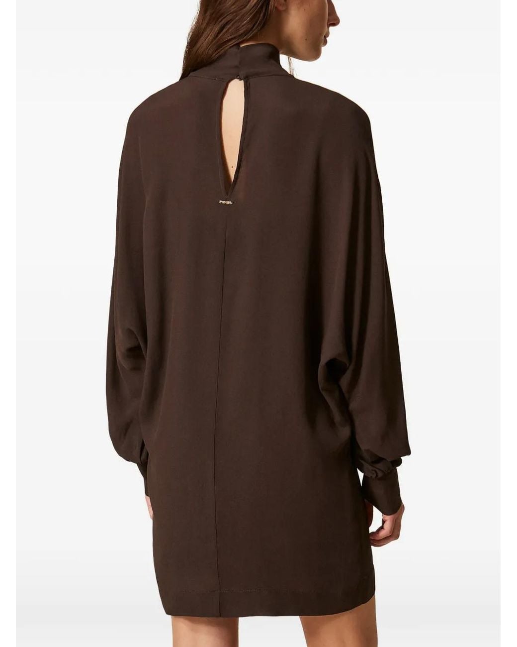 Twinset Brown Crêpe De Chine Short Dress
