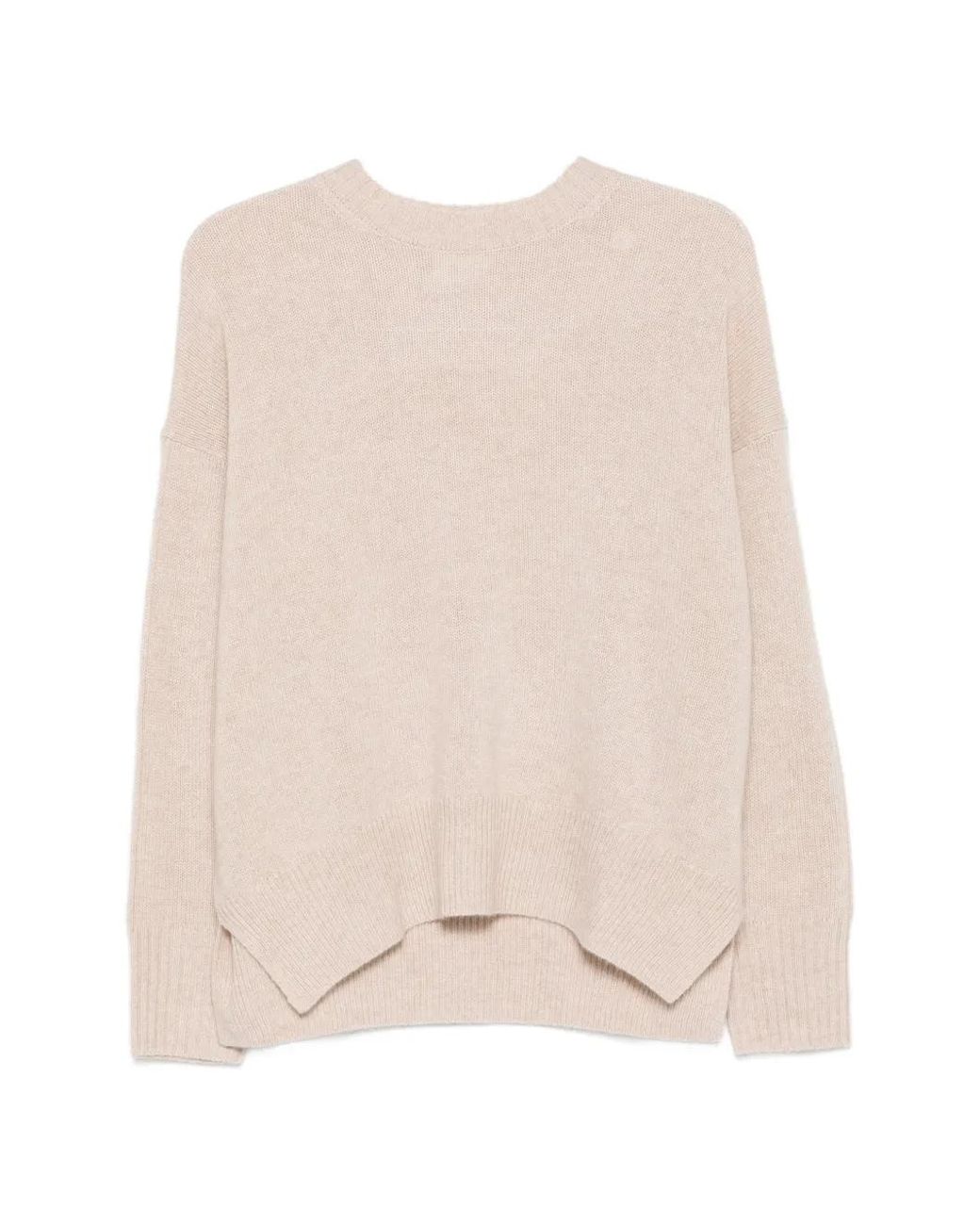 Allude Natural Ribbed-Knit Crew Neck Sweater