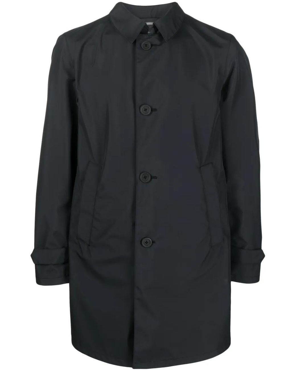Herno Gray Single-Breasted Mid-Length Raincoat for men