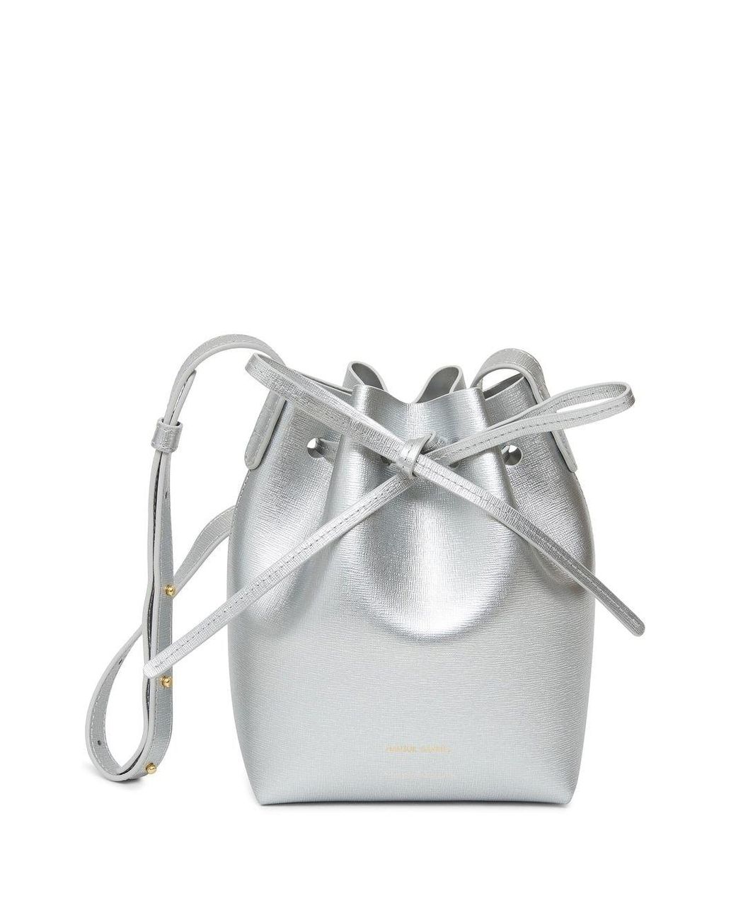 Mansur Gavriel Metallic-effect Leather Bucket Bag in White | Lyst