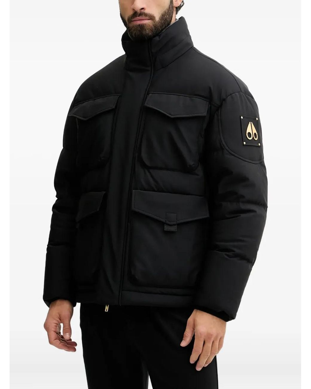 Moose Knuckles Black Hooded Pocket Jacket for men