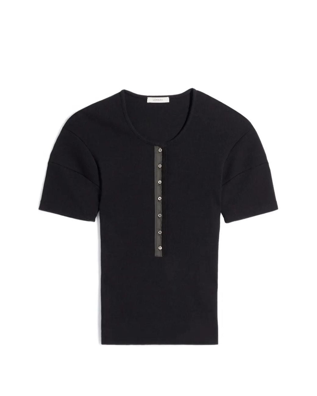 Lemaire Black Cotton And Linen T-Shirt
