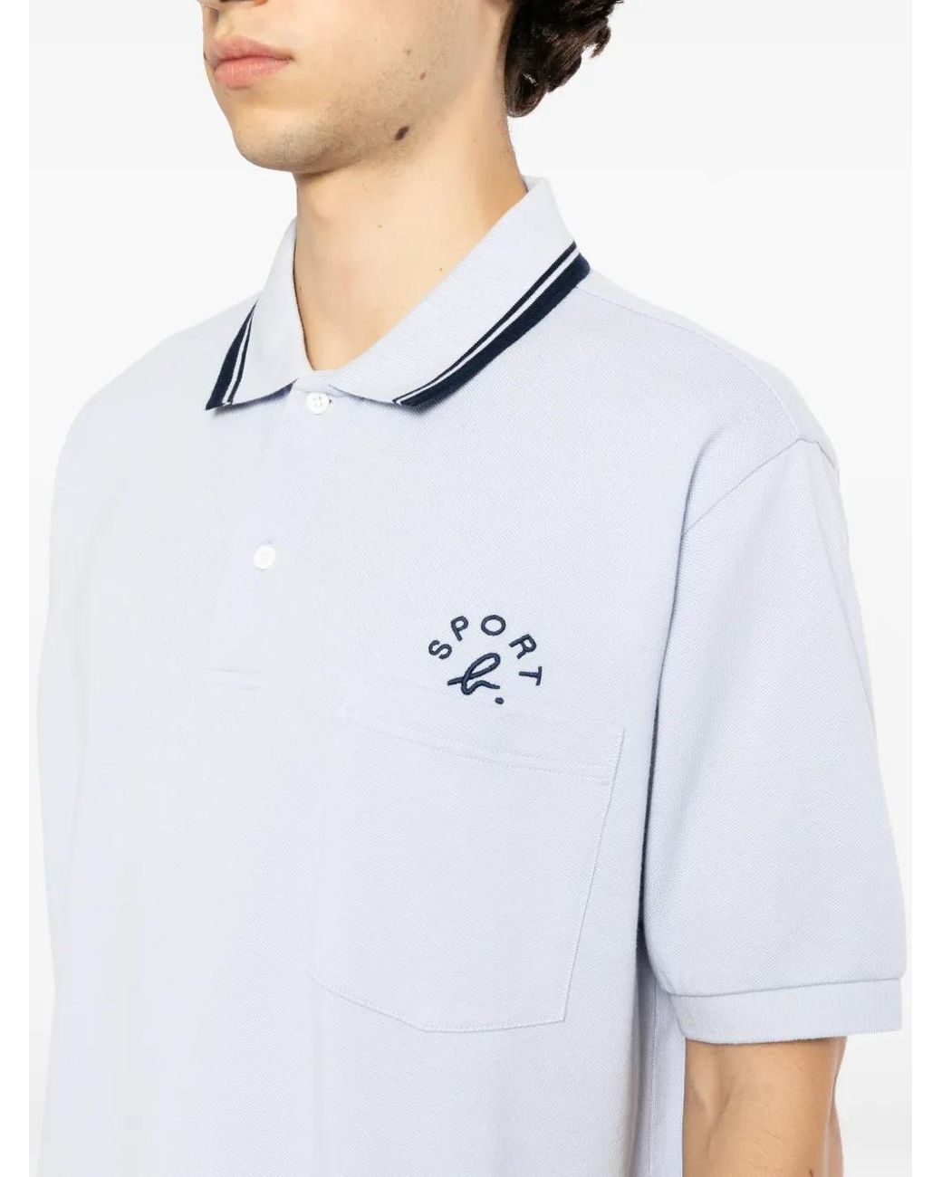 SPORT b. by agnès b. Blue Logo-Embroidered Polo Shirt for men