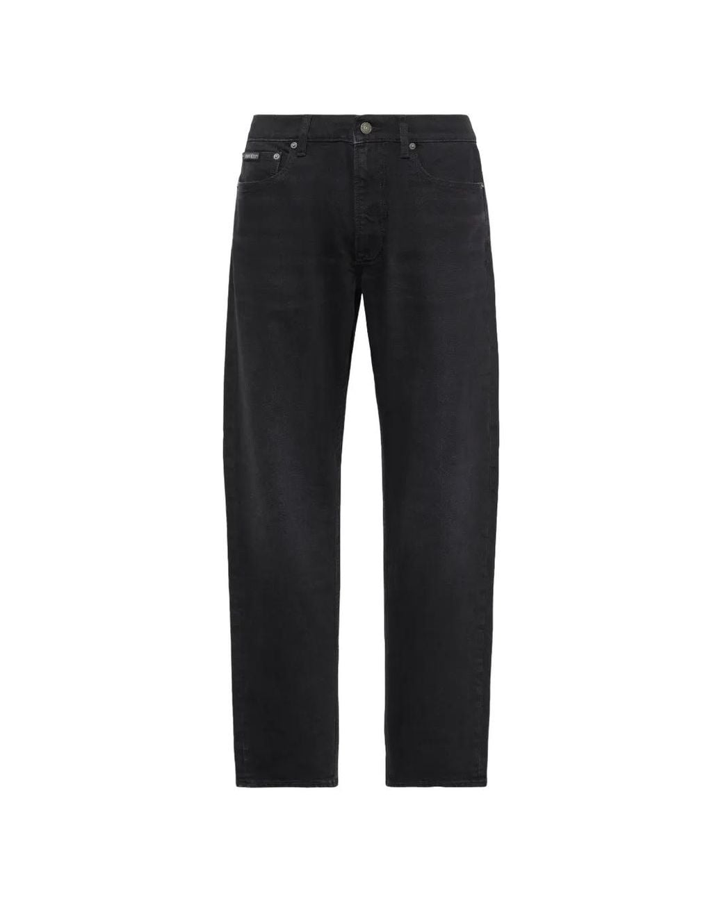 Calvin Klein Black Logo-Patch Straight-Leg Jeans for men