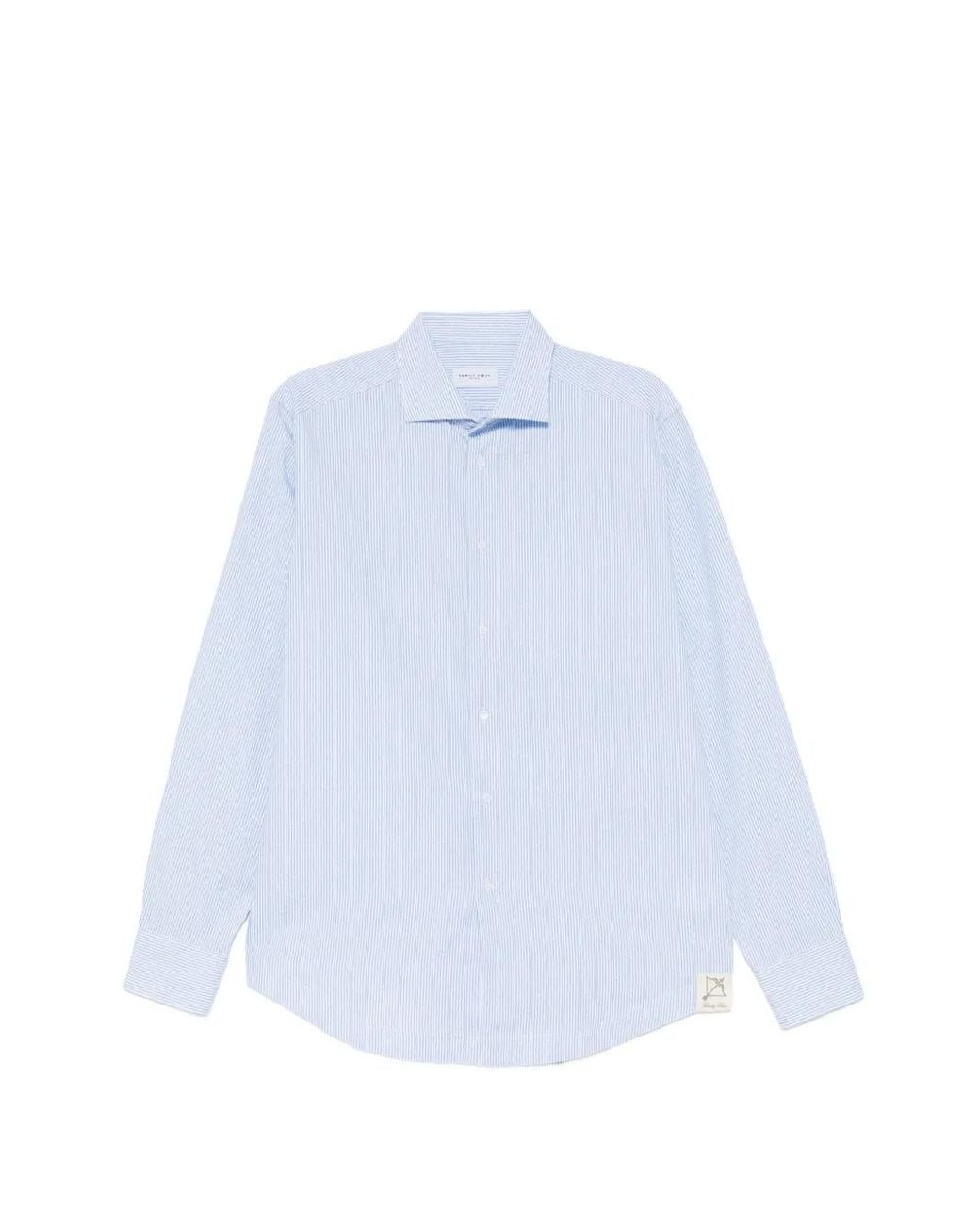 FAMILY FIRST White Chemise Rayée À Manches Longues for men