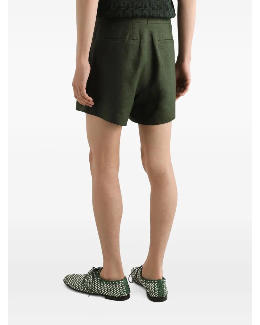Dolce & Gabbana Green Linen Bermuda Shorts for men
