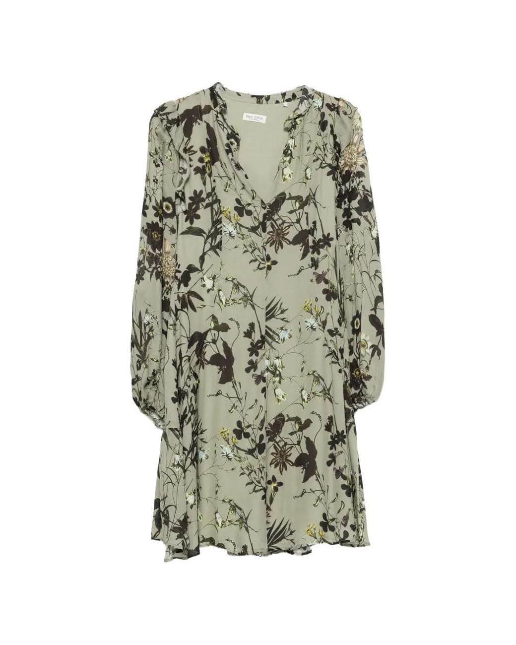 Marc O' Polo Green Floral-Print Ruffled Mini Dress