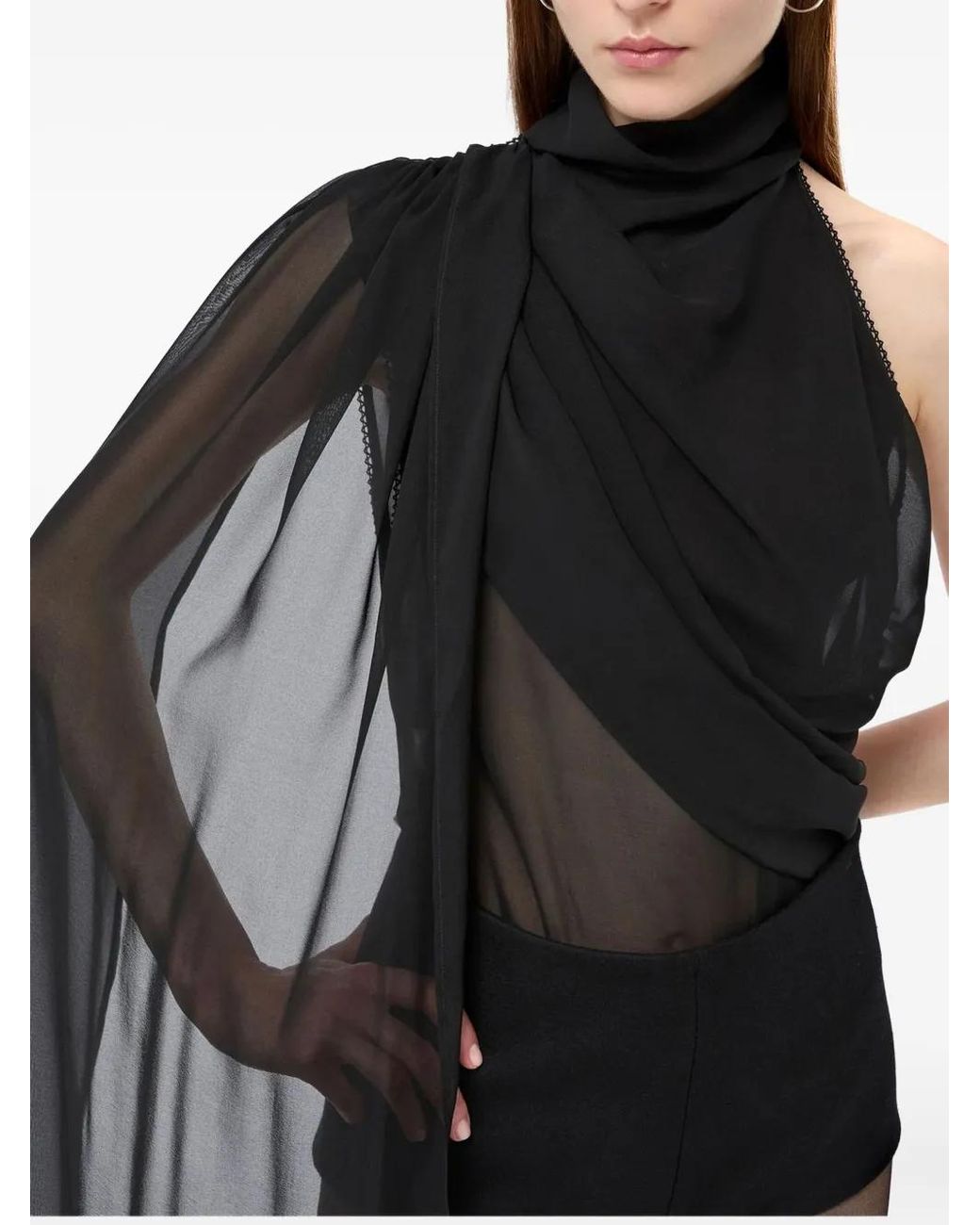 Body Con Capa Drapeada ANDAMANE de color Black