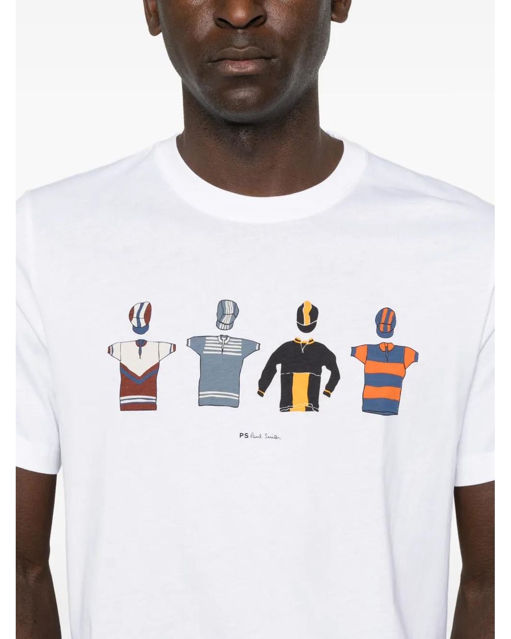 Paul Smith White Cycle-Print T-Shirt for men