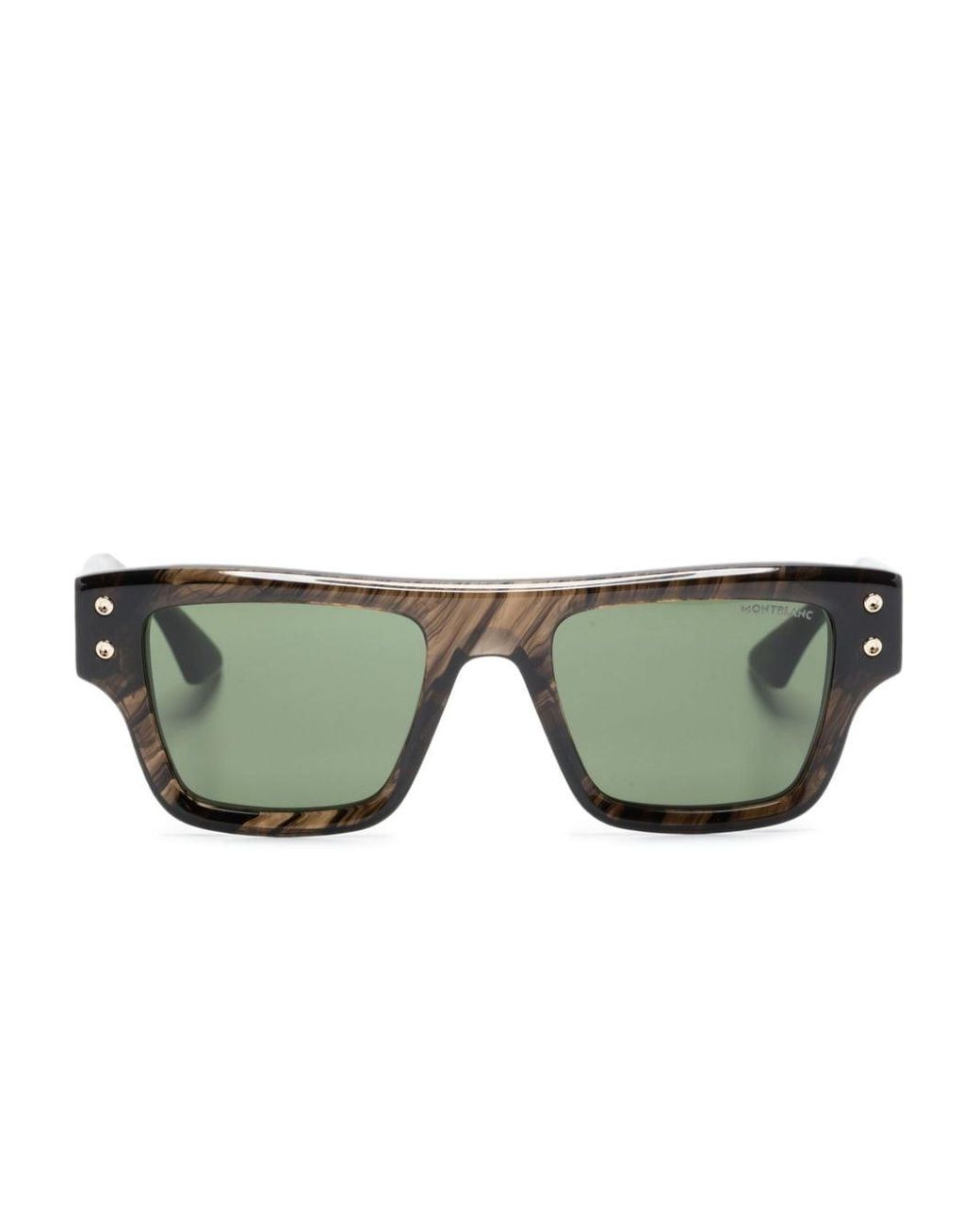 Montblanc Logo-plaque Rectangle-frame Sunglasses in Green for Men | Lyst
