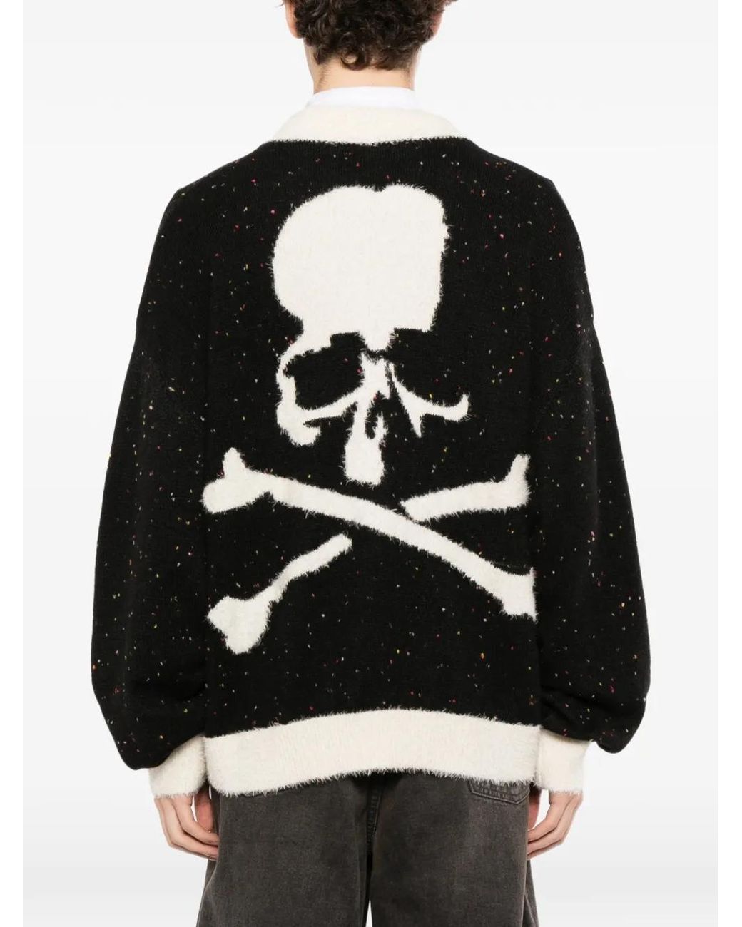 Mastermind Japan Black Flecked-Knit Tweed Cardigan for men