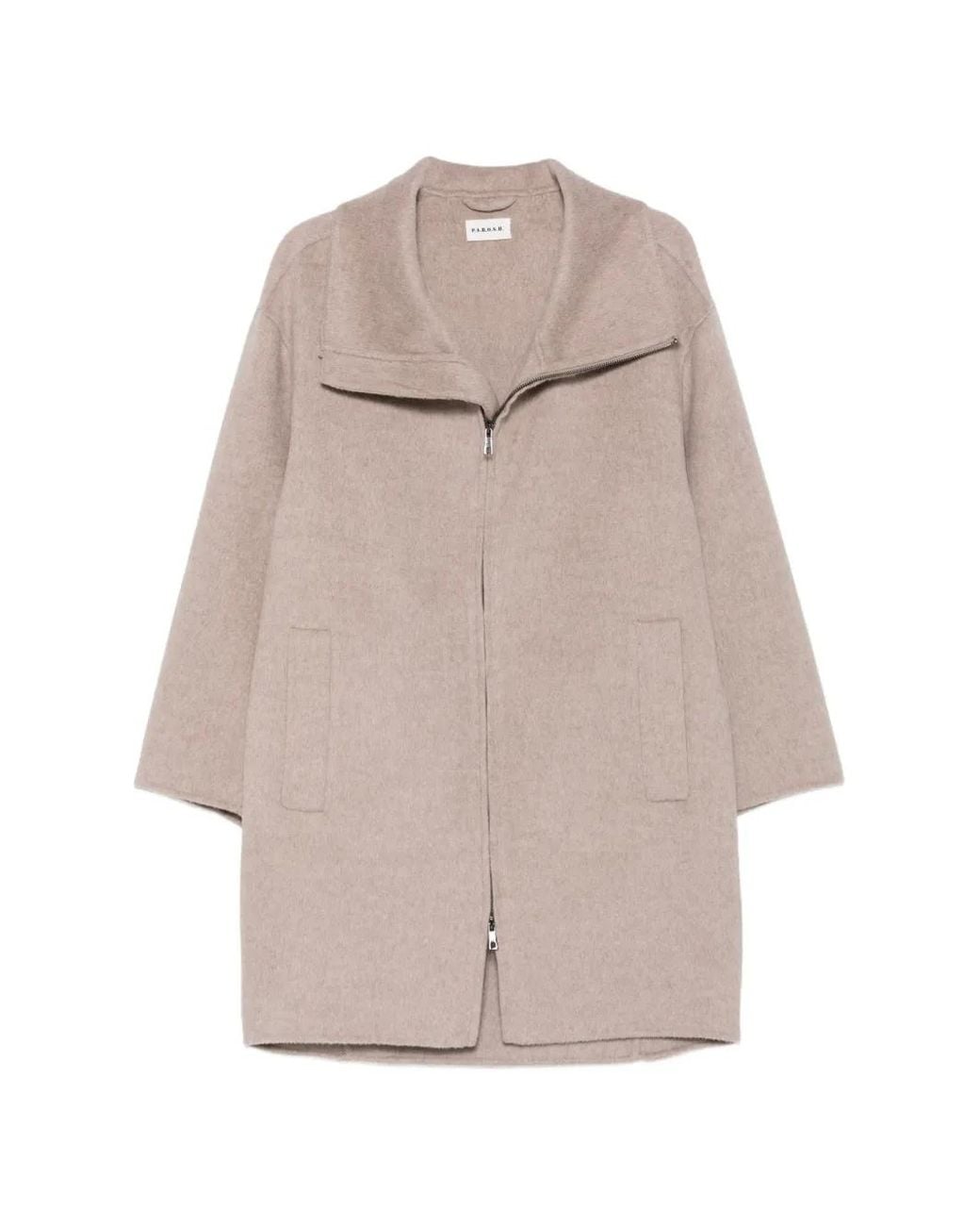 P.A.R.O.S.H. Natural High-Neck Zip-Up Coat