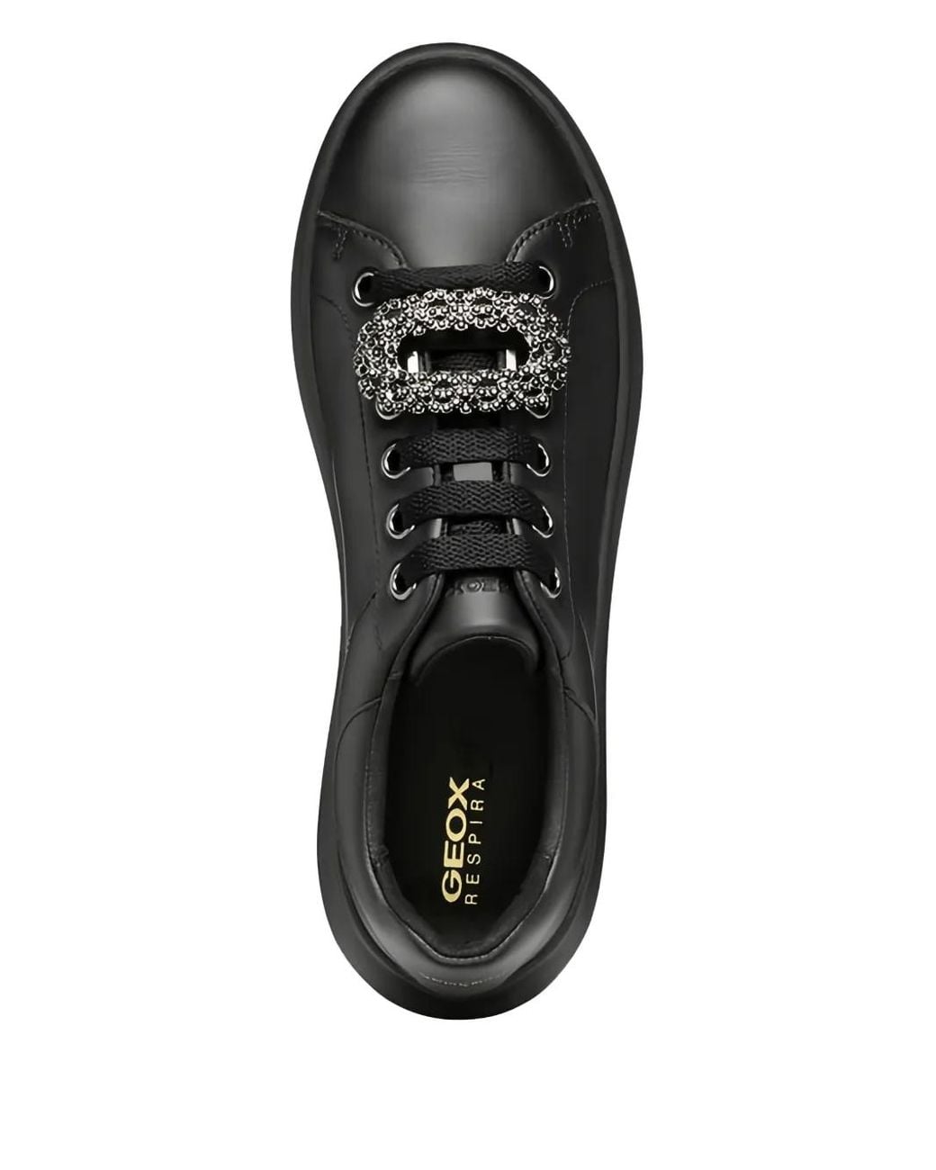 Geox Black Spherica Ec4 Leather Buckle Sneakers