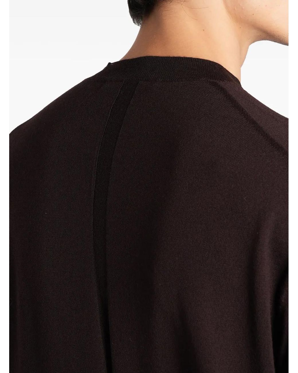 Low Brand Black K109 Crew-Neck Back-Seam Sweater for men