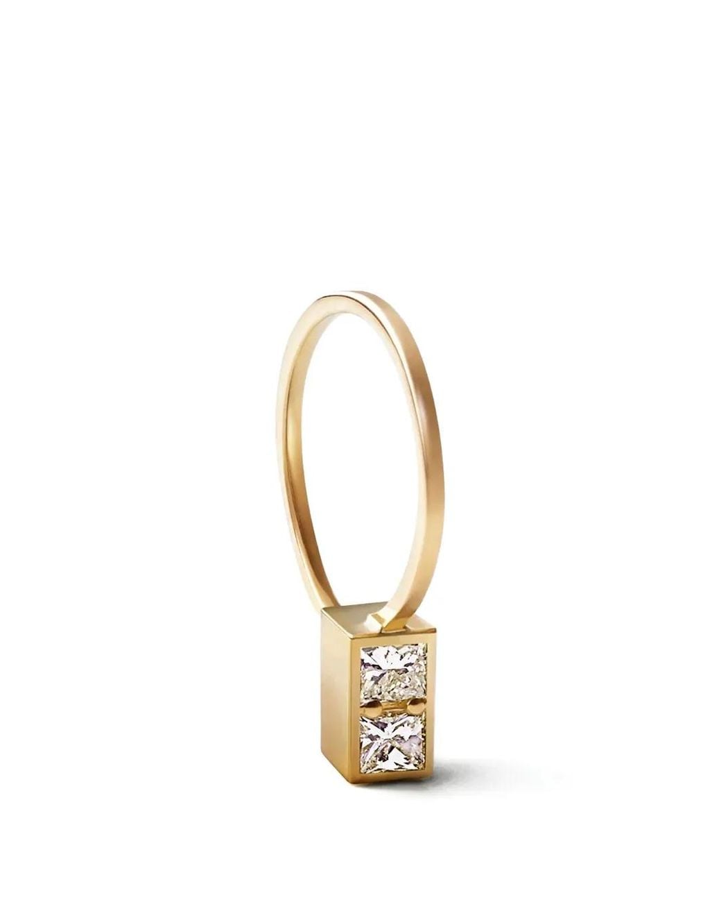 Shihara Metallic Box-Shaped Diamond Hoop Earring