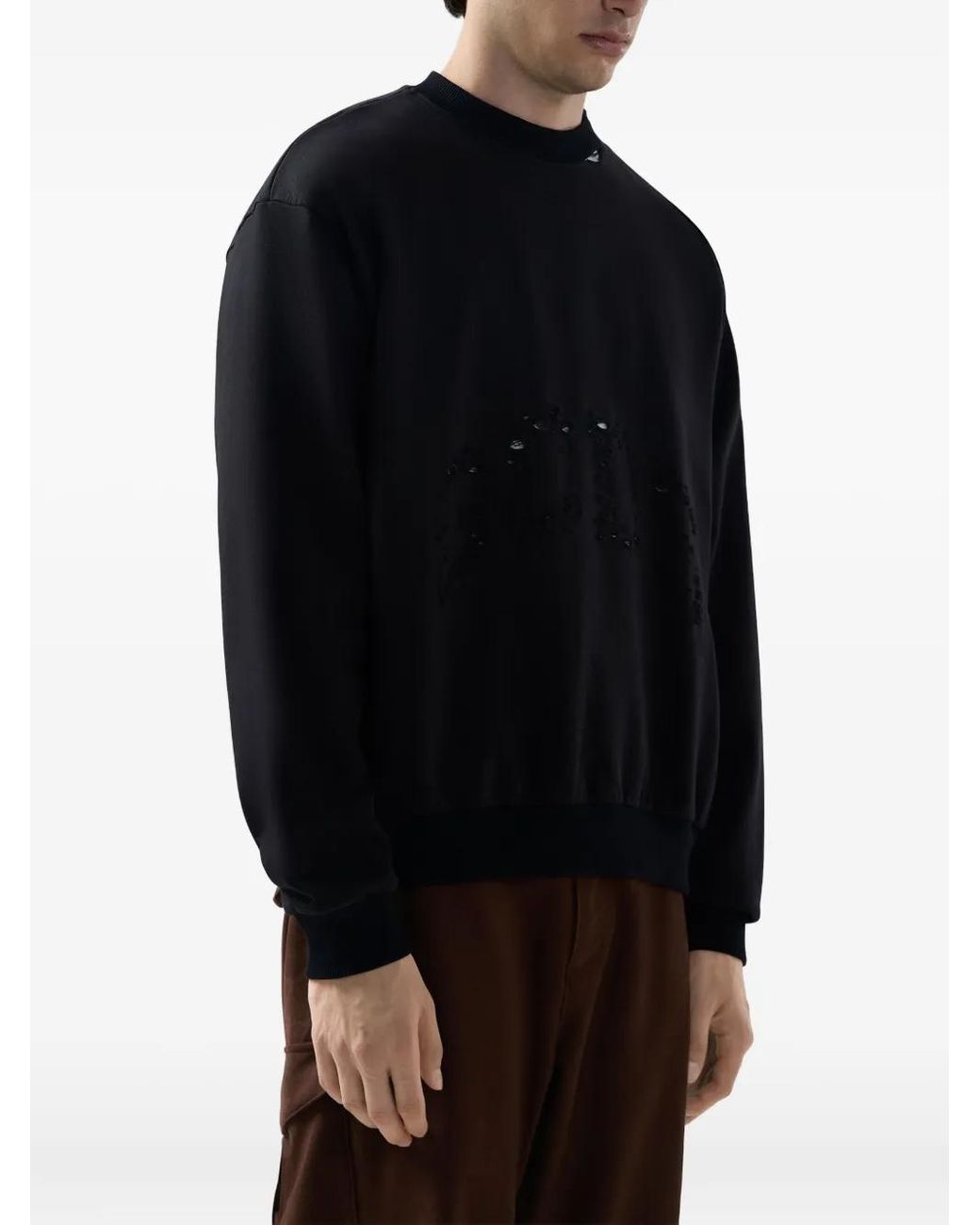 Gcds Black Distressed-Effect Sweatshirt for men