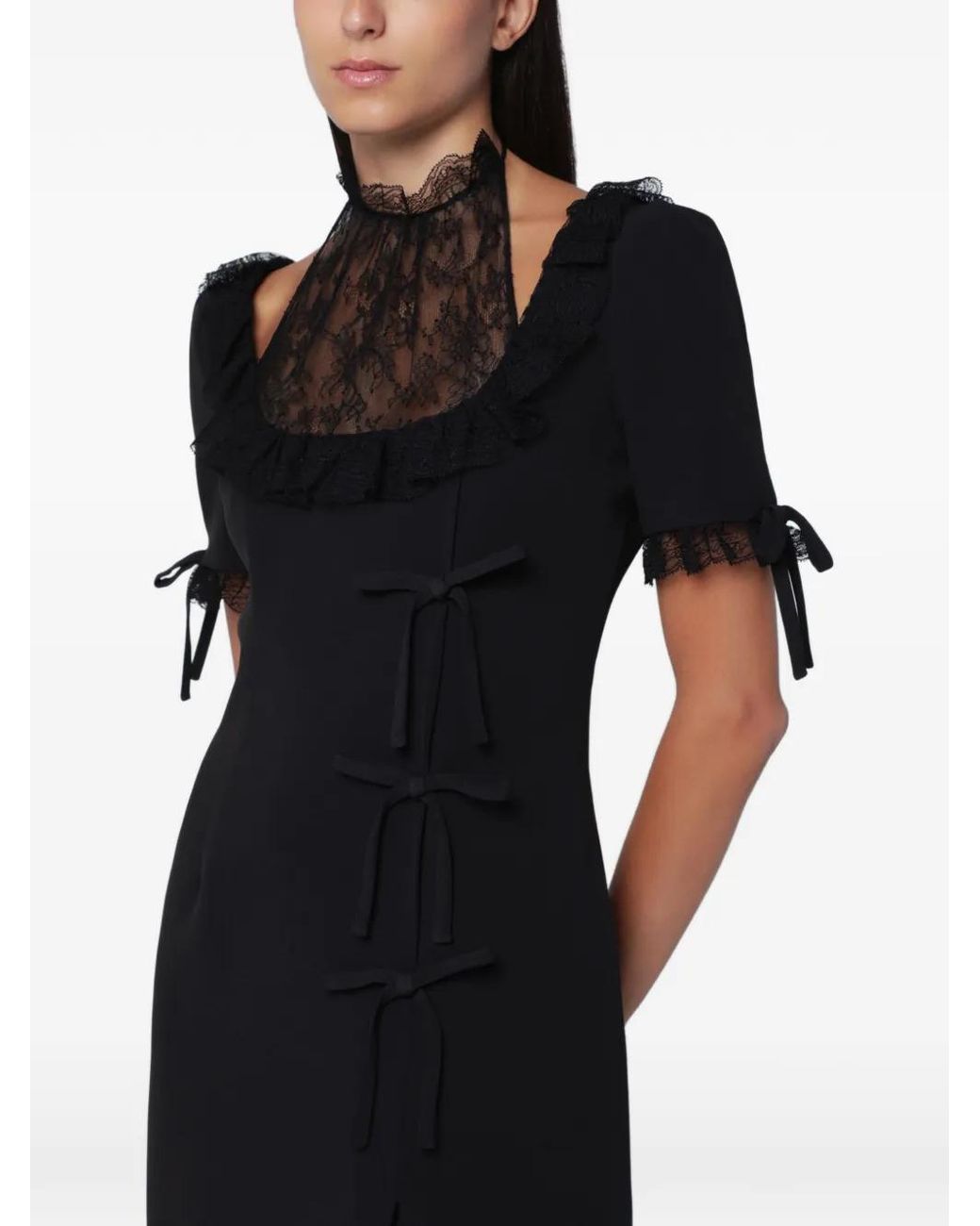 Alessandra Rich Black Lace-Trim Dress
