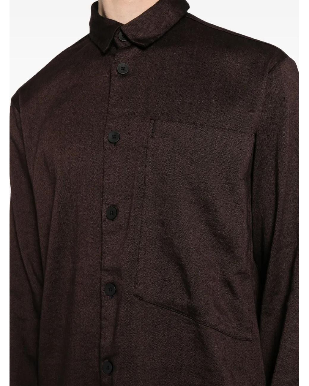Transit Black Patch-Pocket Button-Up Shirt for men