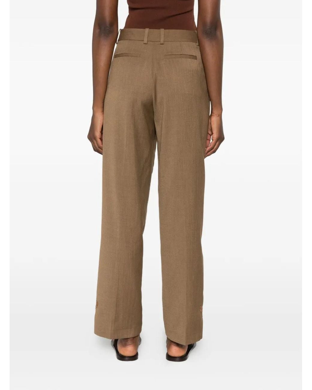 Forte_forte Natural Bead-Embroidered Tailored Trousers