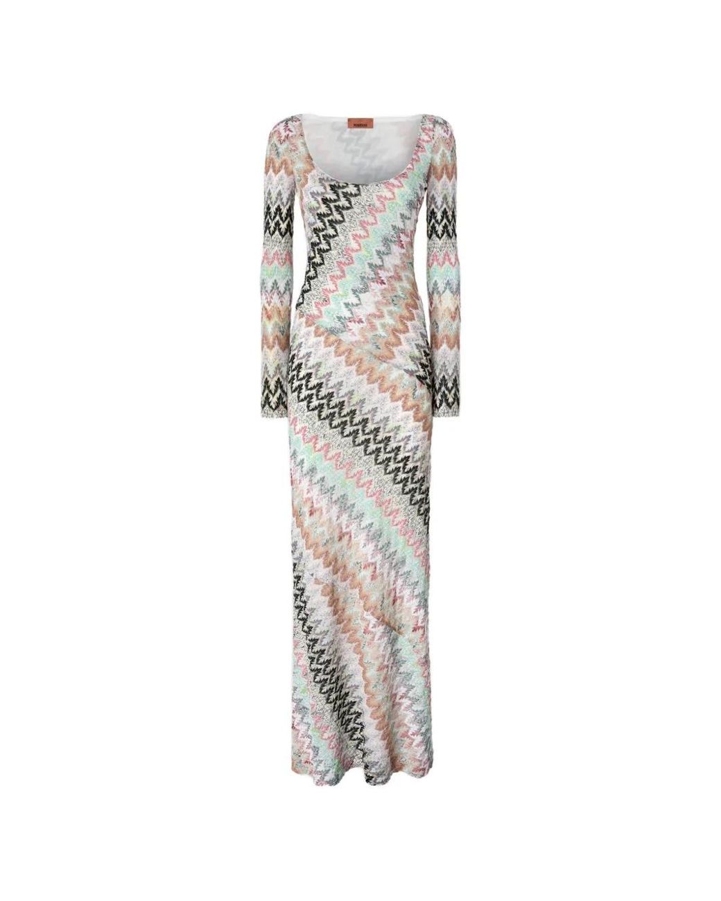 Missoni White Zigzag-Pattern Maxi Dress