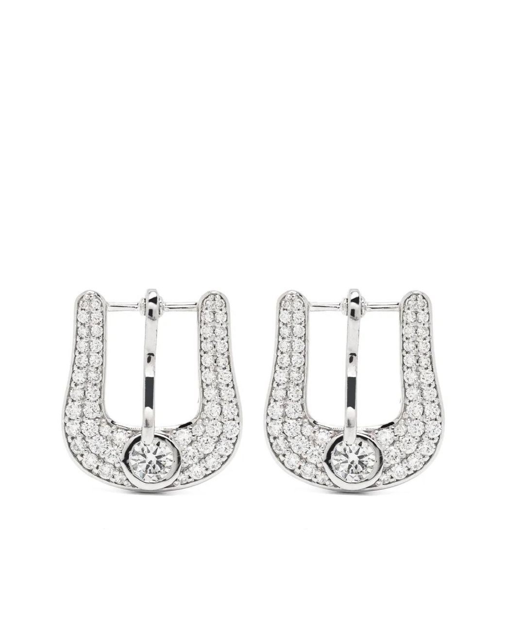 Roses Metals White 14Kt Buckle-Motif Diamond Earrings
