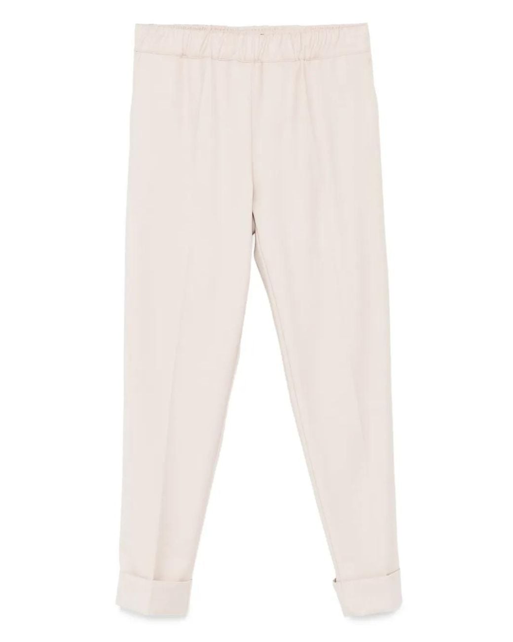 D.exterior Natural Elastic-Waistband Cuffed Trousers