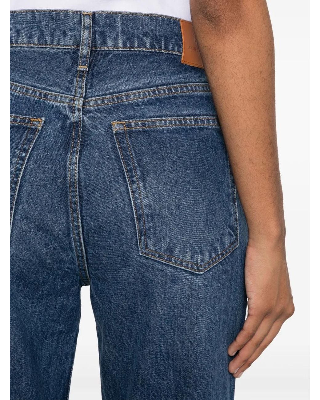Anine Bing Blue Olsen High-Rise Straight-Leg Jeans