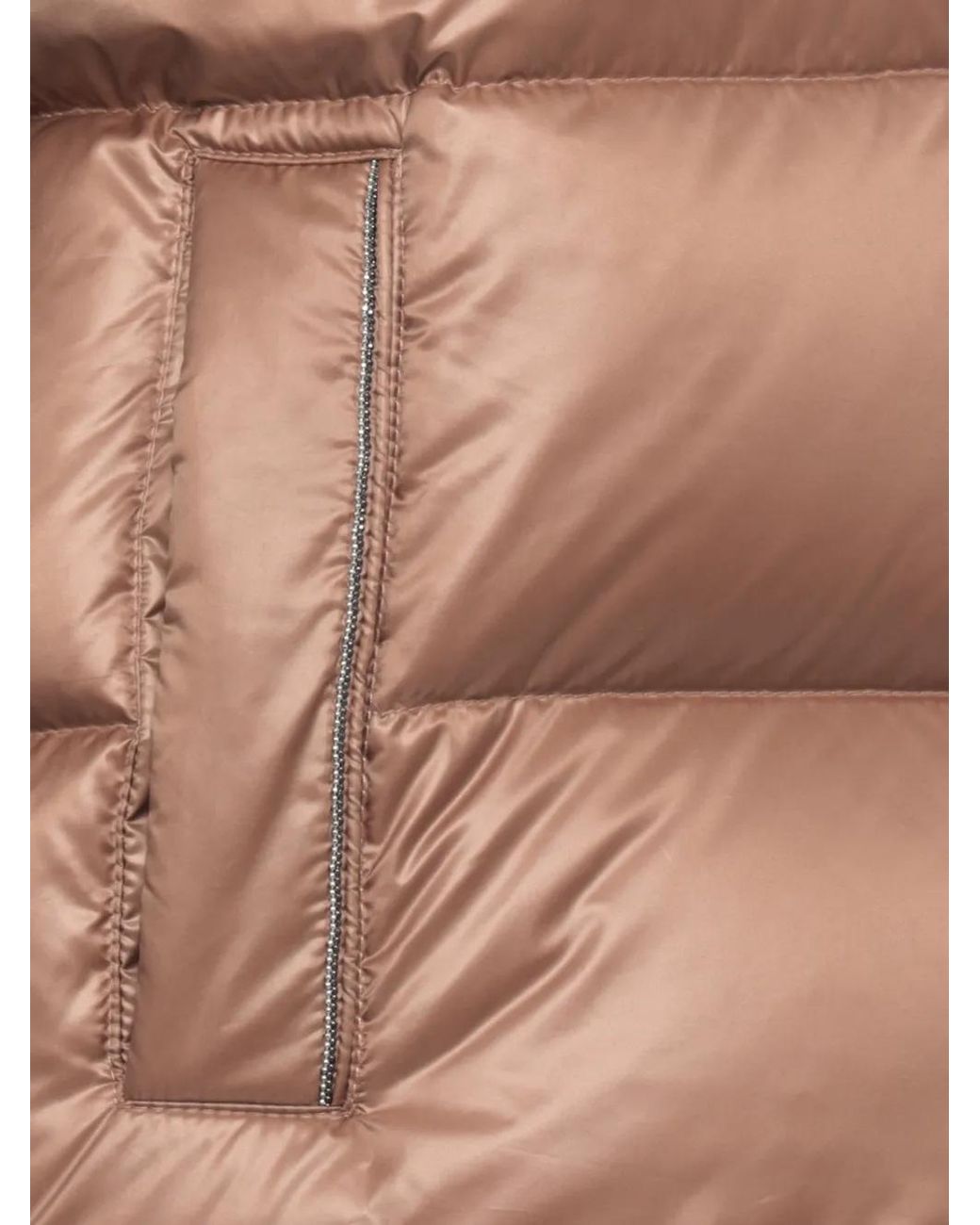 Peserico Brown Sleeveless Hooded Quilted Down Jacket