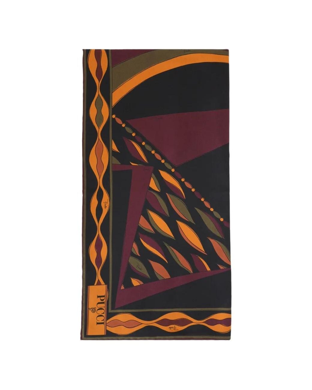 Emilio Pucci Black Mixed Print Silk Scarf