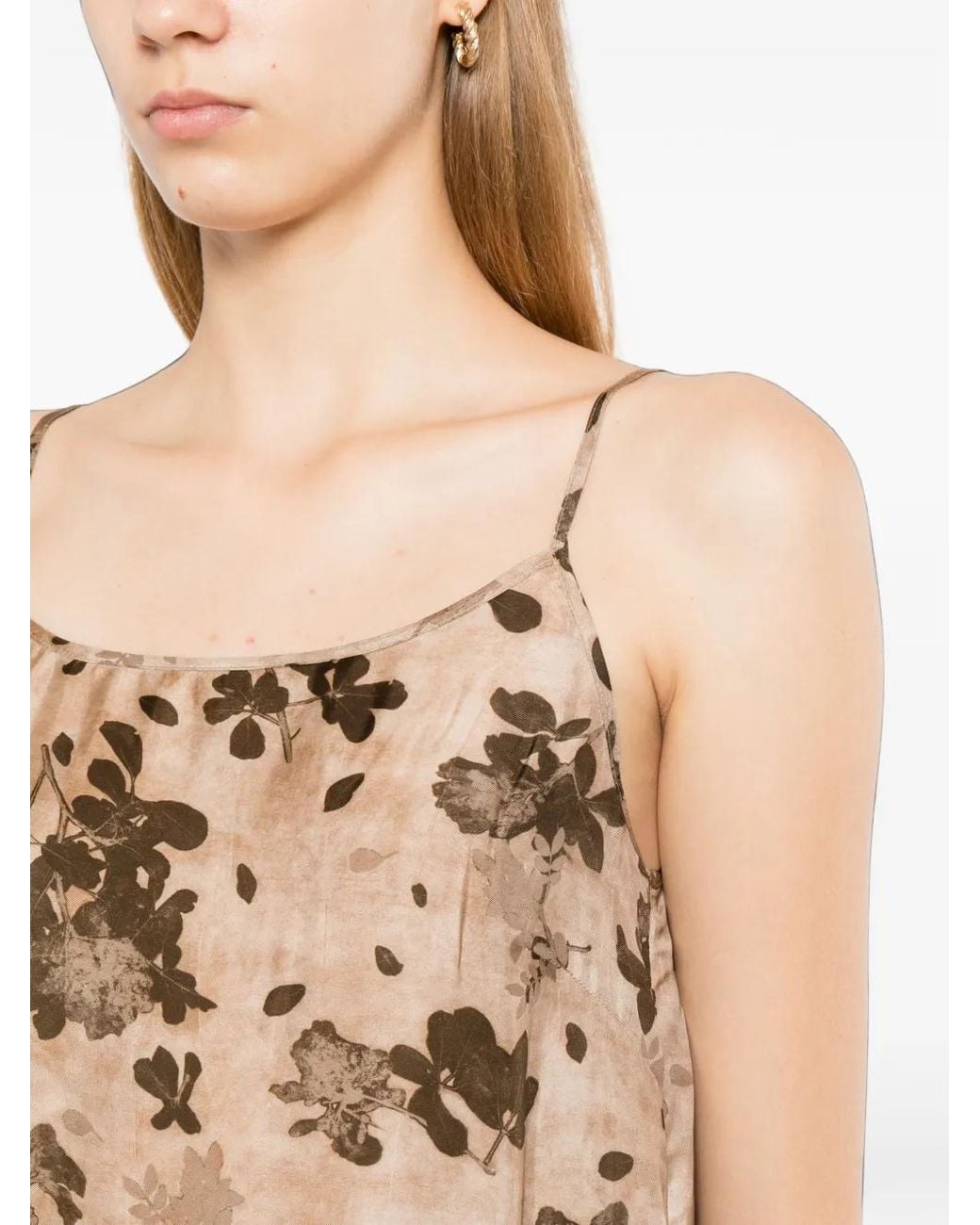 Uma Wang Natural Floral-Print Slip Dress