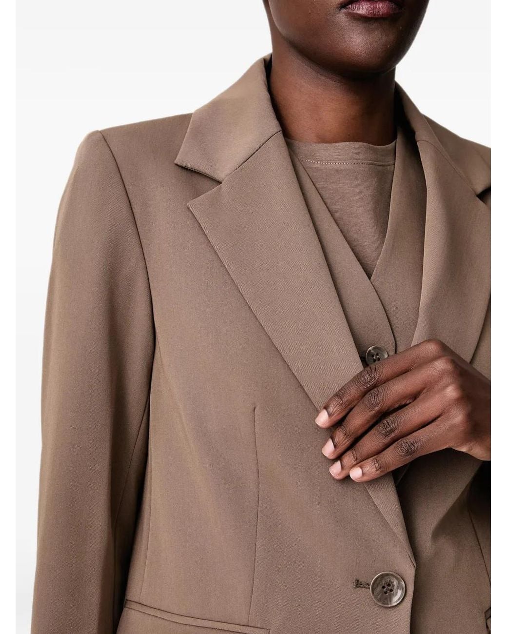 Sisley Brown Notched-Lapels Single-Breasted Blazer