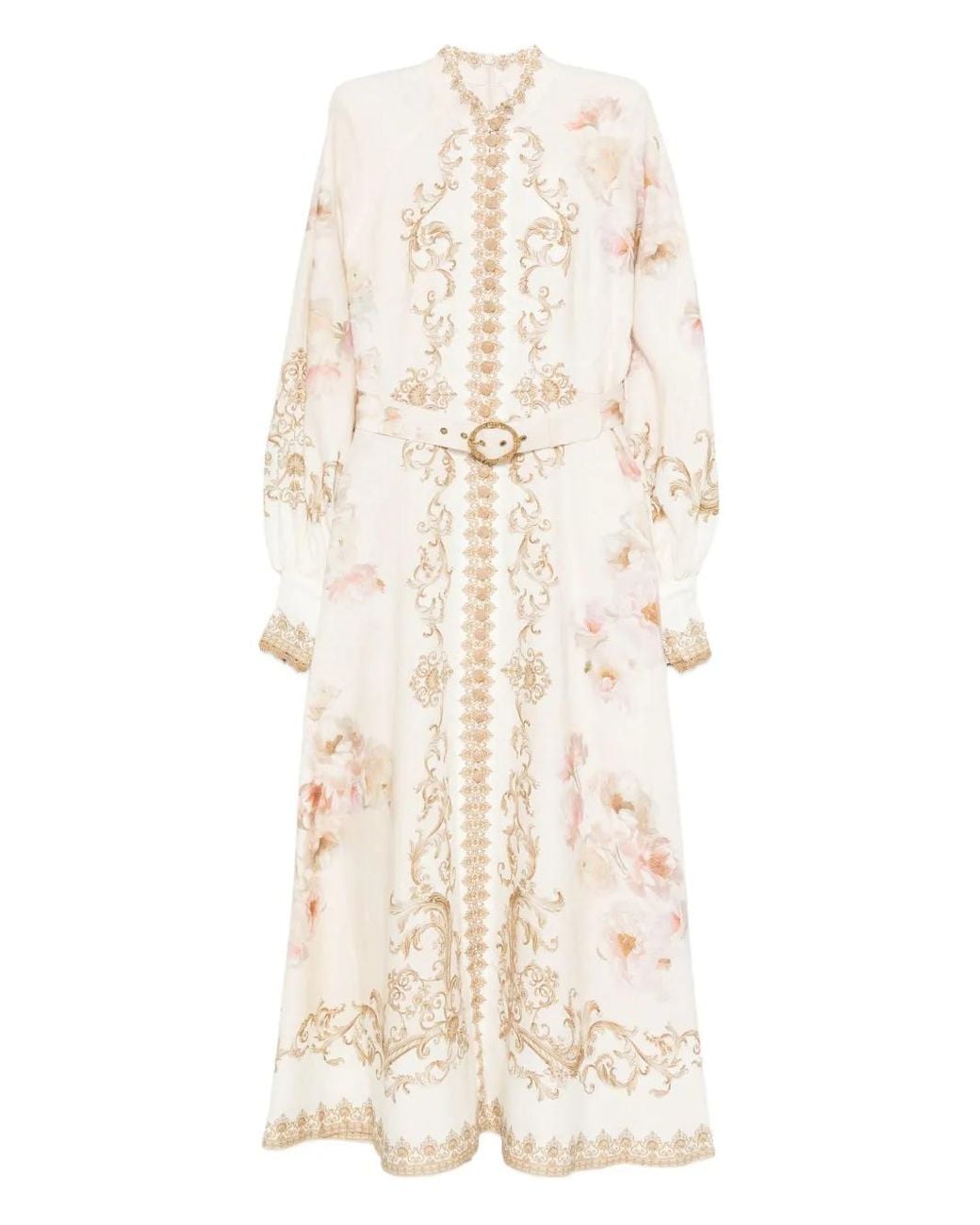 Zimmermann 'Hypnotic Buttoned Midi' Dress in Natural | Lyst