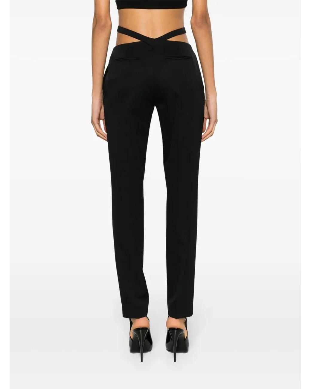 The Attico Black Waist-Strap Wool Trousers