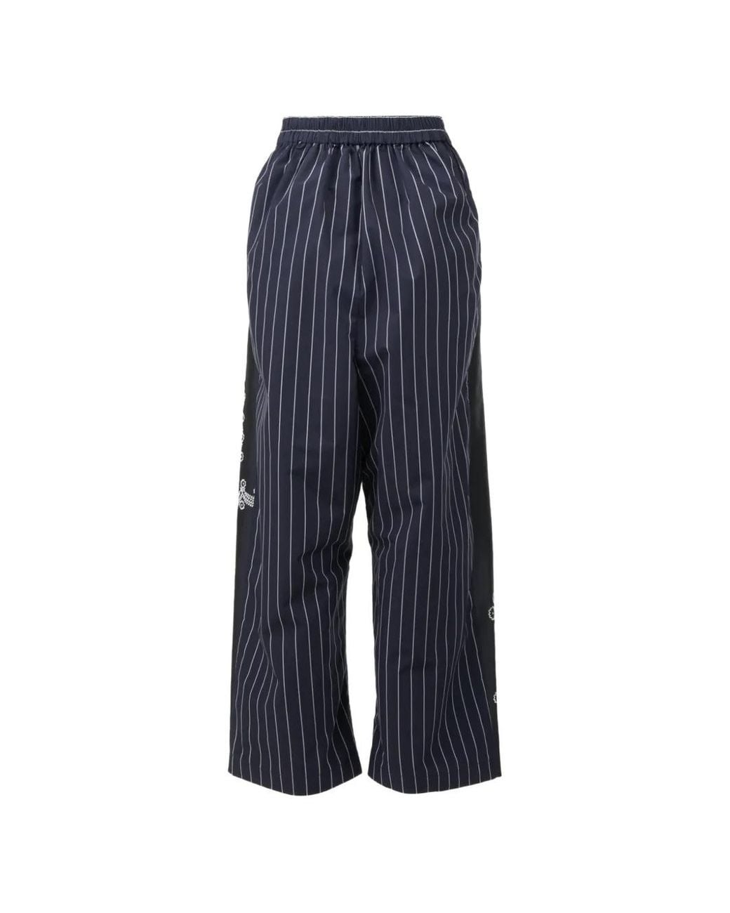 Biyan Blue Striped-Pattern Trousers
